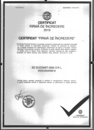 Certificat Firma Incredere 2019